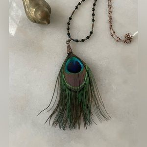 Peacock feather necklace